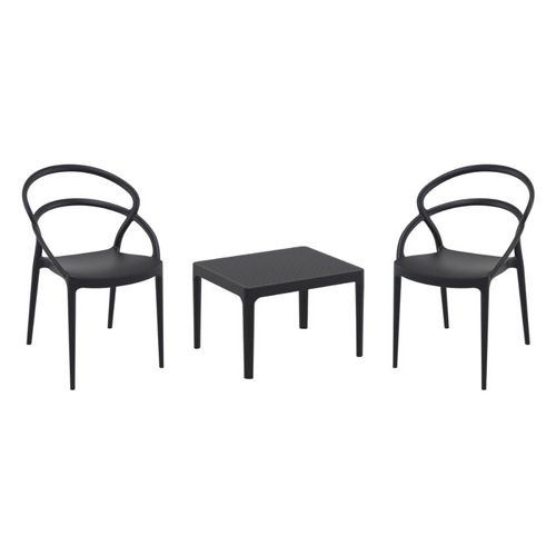 Pia Conversation Set with Sky 24" Side Table Black S086109-BLA