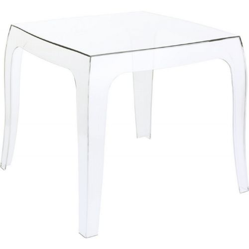 Queen Polycarbonate Square side Table Transparent ISP065-TCL