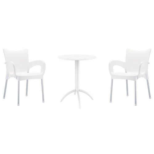 Romeo Bistro Set with Octopus 24" Round Table White S043160-WHI