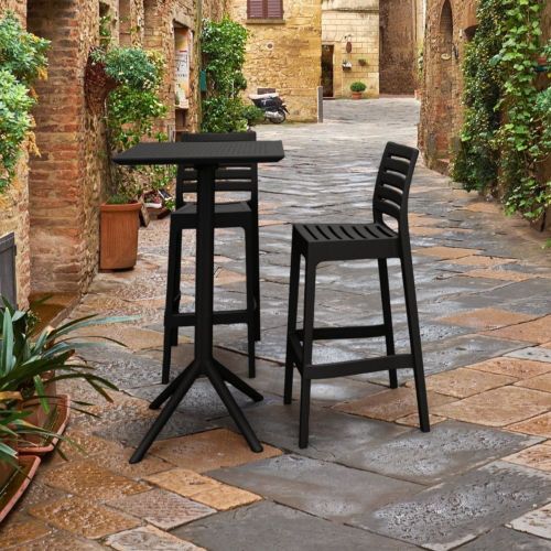 Sky Ares Square Bar Set with 2 Barstools Black ISP1161S-BLA