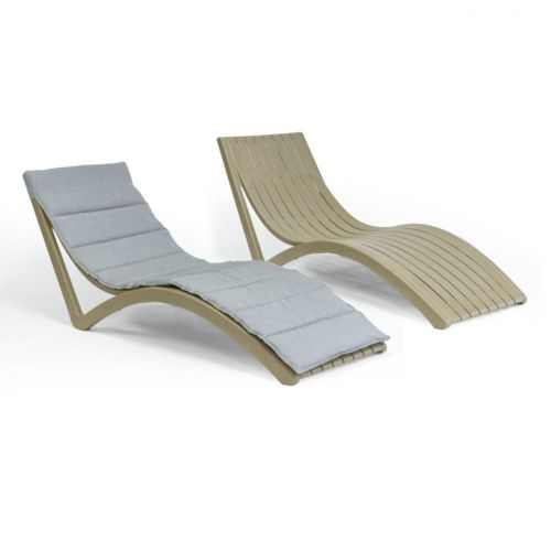 Slim Stacking Pool Lounger Taupe with Canvas Granite Paddings Set of 2 ISP0872C-DVR-CGR