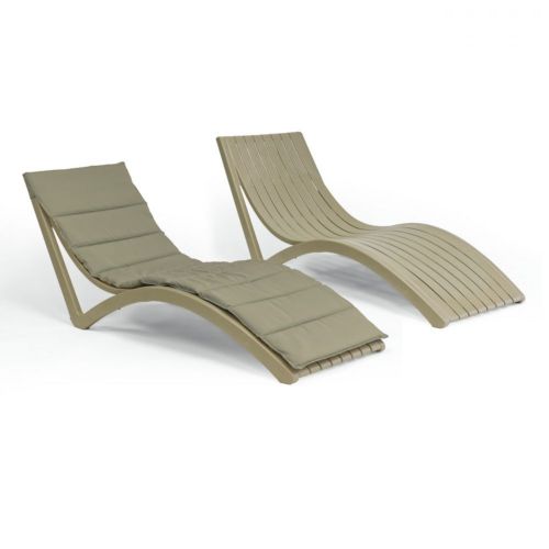 Slim Stacking Pool Lounger Taupe with Canvas Taupe Paddings Set of 2 ISP0872C-DVR-CTA