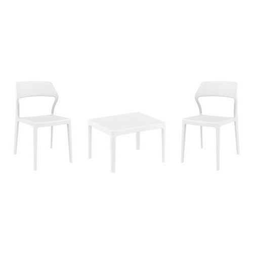 Snow Conversation Set with Sky 24" Side Table White S092109-WHI