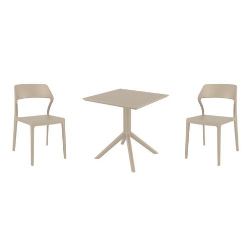 Snow Dining Set with Sky 27" Square Table Taupe S092108-DVR