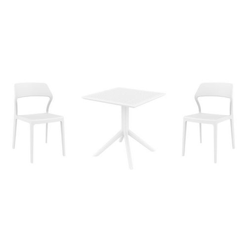 Snow Dining Set with Sky 27" Square Table White S092108-WHI