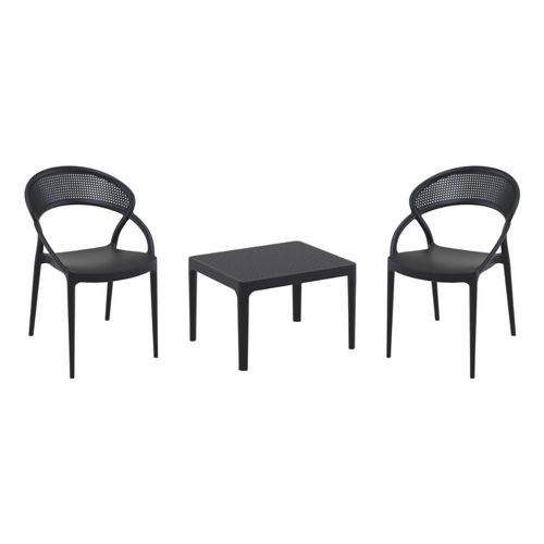 Sunset Conversation Set with Sky 24" Side Table Black S088109-BLA