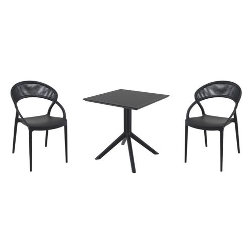 Sunset Dining Set with Sky 27" Square Table Black S088108-BLA