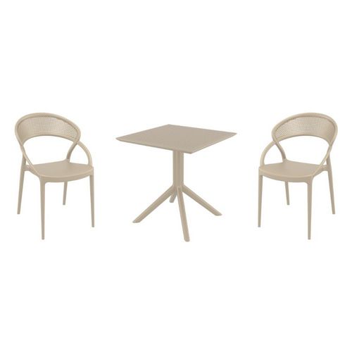 Sunset Dining Set with Sky 27" Square Table Taupe S088108-DVR