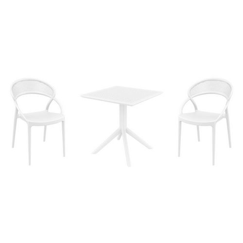 Sunset Dining Set with Sky 27" Square Table White S088108-WHI