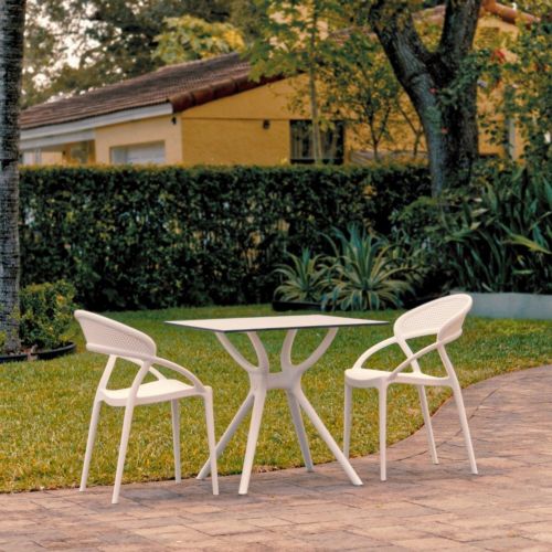 Sunset Outdoor Dining Set with 2 Chairs White ISP7008S-WHI