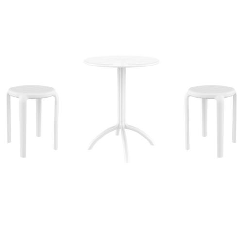 Tom Bistro Set with Octopus 24" Round Table White S286160-WHI