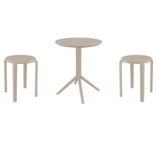 Tom Bistro Set with Sky 24" Round Folding Table Taupe S286121-DVR