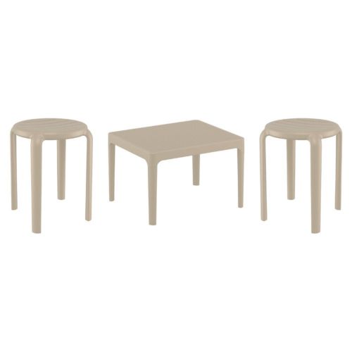 Tom Conversation Set with Sky 24" Side Table Taupe S286109-DVR