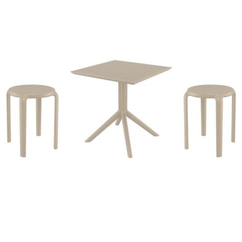 Tom Dining Set with Sky 27" Square Table Taupe S286108-DVR