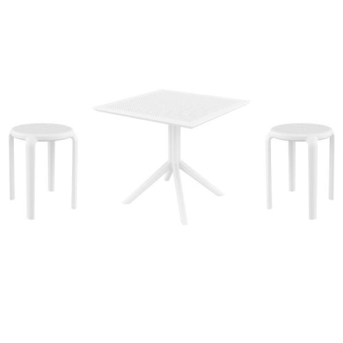 Tom Dining Set with Sky 31" Square Table White S286106-WHI