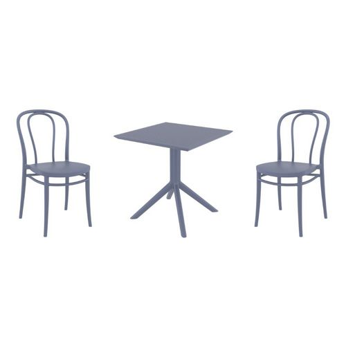 Victor Dining Set with Sky 27" Square Table Dark Gray S252108-DGR