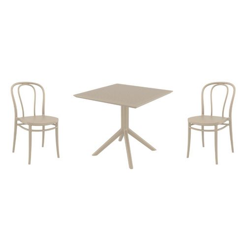 Victor Dining Set with Sky 31" Square Table Taupe S252106-DVR