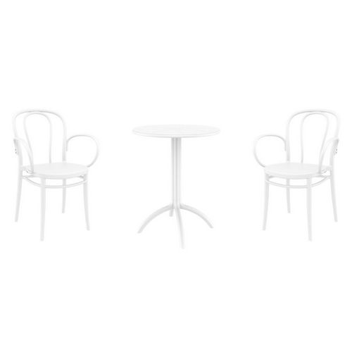 Victor XL Bistro Set with Octopus 24" Round Table White S253160-WHI