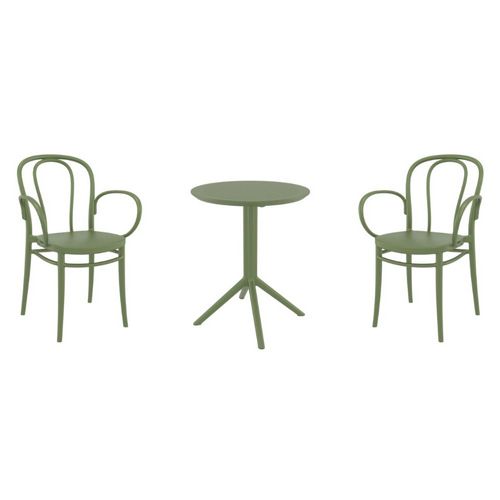 Victor XL Bistro Set with Sky 24" Round Folding Table Olive Green S253121-OLG