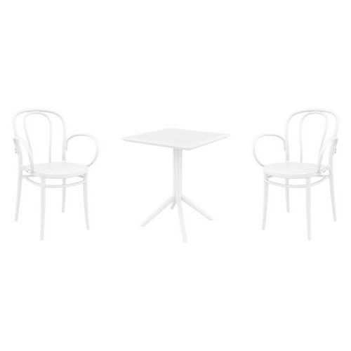Victor XL Bistro Set with Sky 24" Square Folding Table White S253114-WHI