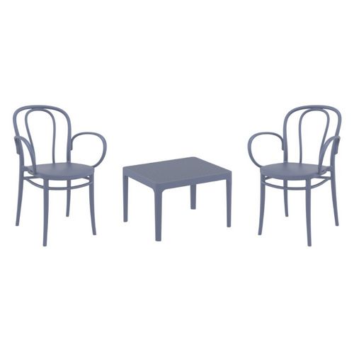 Victor XL Conversation Set with Sky 24" Side Table Dark Gray S253109-DGR