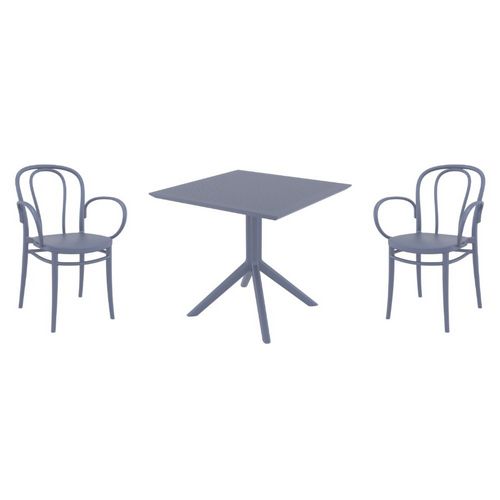 Victor XL Dining Set with Sky 31" Square Table Dark Gray S253106-DGR