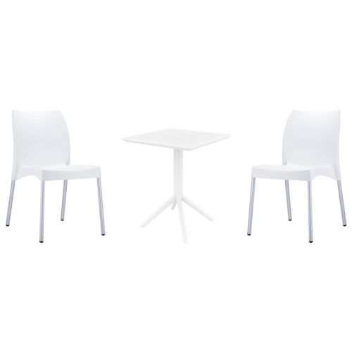 Vita Bistro Set with Sky 24" Square Folding Table White S049114-WHI