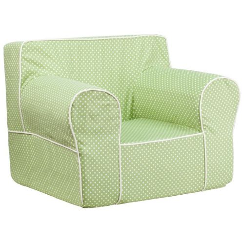 Green Kids Chair with White Dots & Piping DG-LGE-CH-KID-DOT-GRN-GG