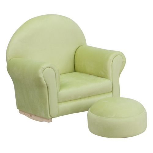 Green Microfiber Kids Rocker Chair and Footrest SF-03-OTTO-MIC-GRN-GG