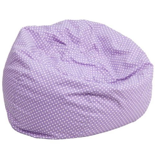 Large Kids Bean Bag Chair Lavender with White Dots DG-BEAN-LARGE-DOT-PUR-GG