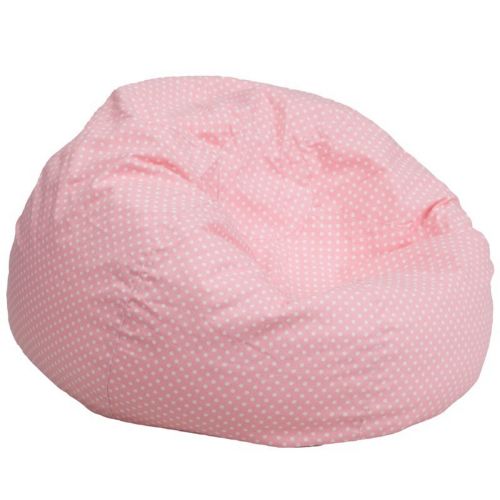 Large Kids Bean Bag Chair Pink with White Dots DG-BEAN-LARGE-DOT-PK-GG