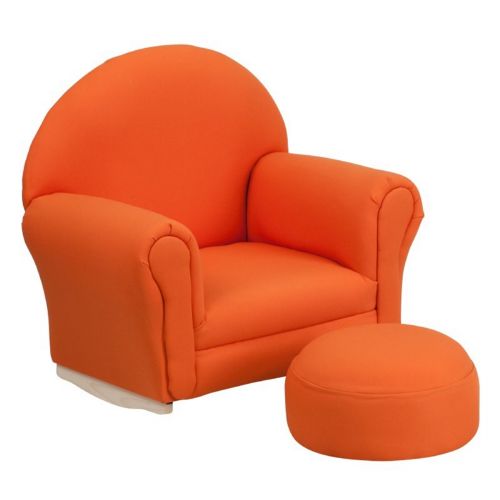 Orange Vinyl Kids Rocker Chair and Footrest SF-03-OTTO-OR-GG