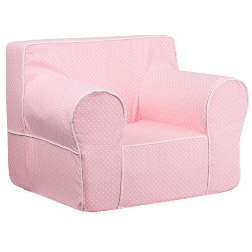 Pink Kids Chair with White Dots & Piping DG-LGE-CH-KID-DOT-PK-GG
