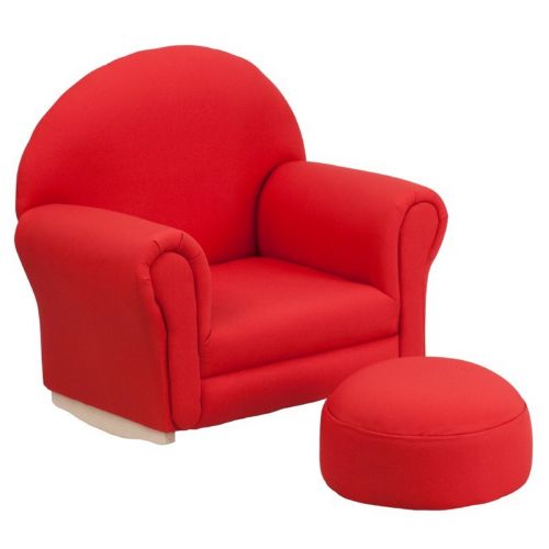 Red Fabric Kids Rocker Chair and Footrest SF-03-OTTO-RED-GG