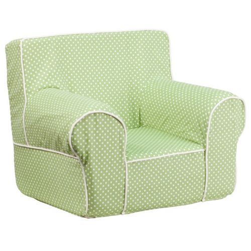 Small Green Kids Chair with White Dots & Piping DG-CH-KID-DOT-GRN-GG