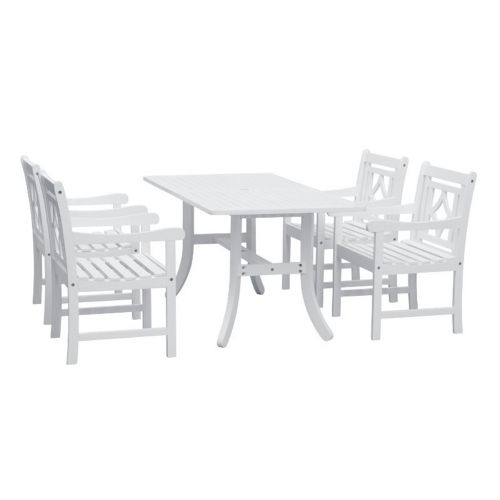 Bradley Diamond 5-Piece Wood Patio Curvy Legs Table Dining Set - White V1337SET27