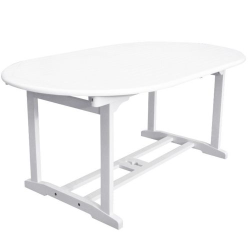 Bradley Oval Outdoor Extension Table with Foldable Butterfly - White V1335