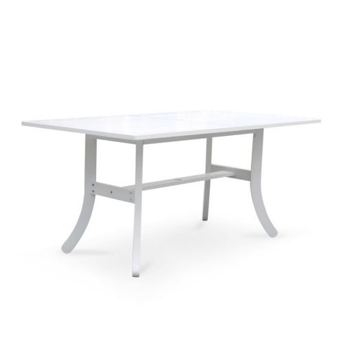Bradley Rectangle Outdoor Dining Table with Curvy Legs - White V1337