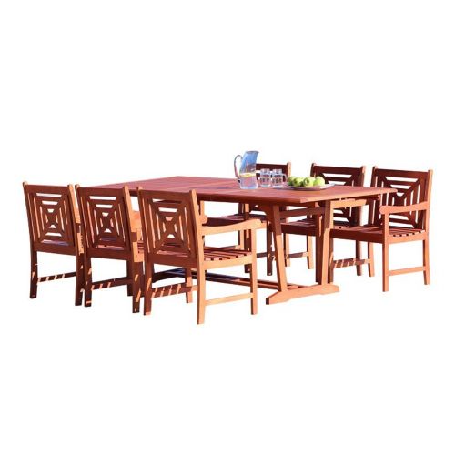 Malibu Outdoor 7-Piece Wood Patio Dining Set with Extension Table V232SET39