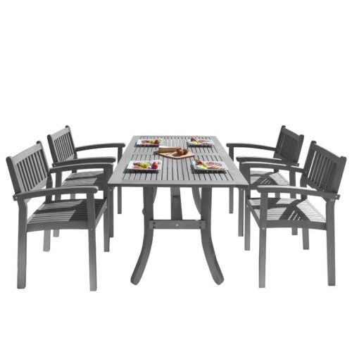 Renaissance Outdoor Patio Hand-scraped Wood 5-Piece Dining Set with Stacking Chairs V1300SET13