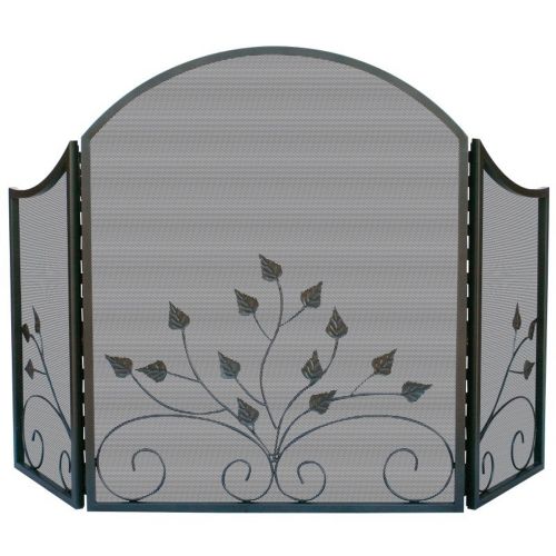 3 Fold Arch Top Graphite Screen w/ Leaves BR-S-1985