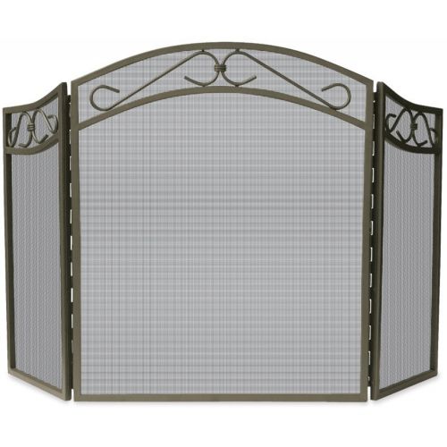 3 Fold Bronze Wrought Iron Arch Top Screen With Scrolls BR-S-1638