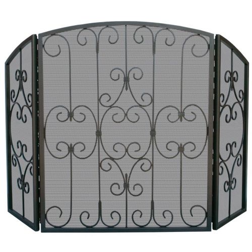 3 Fold Graphhite Screen With Decorative Scrollwork BR-S-1981