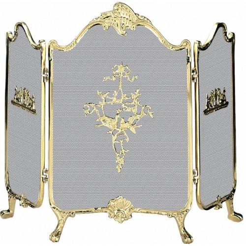 3 Fold Ornate Fully Cast Solid Brass Screen BR-S-9099