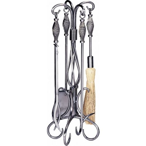 5 Piece Pewter W.I. Fireset With Birdcage Handle BR-F-1606