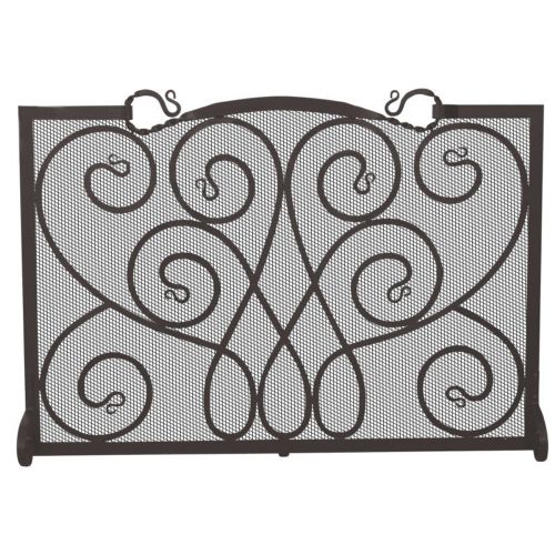 Single Panel Black Wrought Iron Ornate Screen BRS-1084