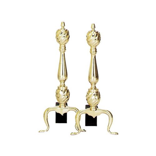 Solid Brass Twist Andirons BR-A-9232