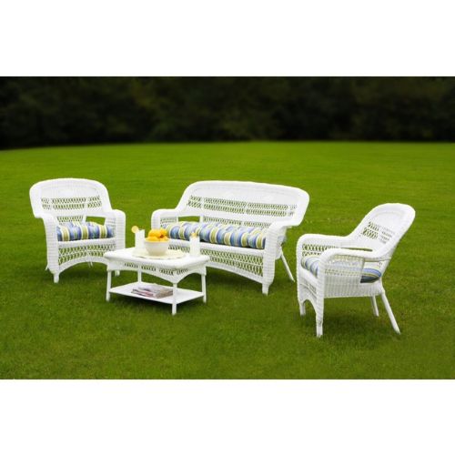 Portside Coastal White 4-Piece Garden Seating Set TO-PS4S-WHITE-EBP