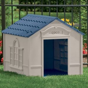 Large Dog House - Taupe with Blue Roof SUDH350