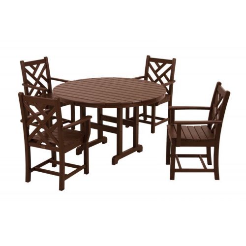 POLYWOOD® Chippendale Round Outdoor Dining Set 5 Piece PW-PWS122-1